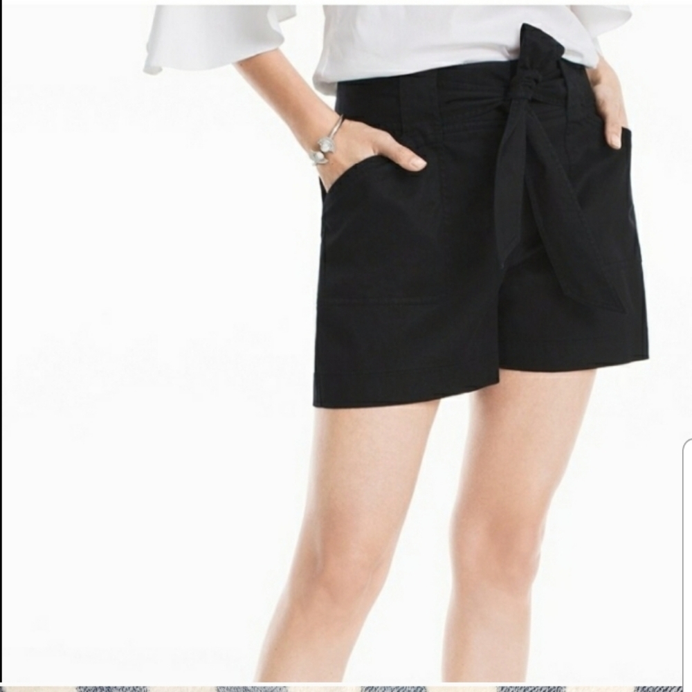 WHBM Black the 4" Short Cabana Tie Waist 6
